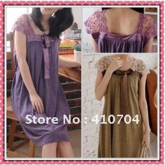 retail and wholesale fashion maternity wear clothing summer dress skirt short sleeves Pregnant women purple/green