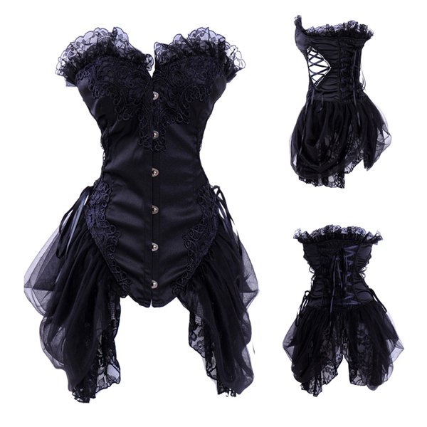 Retail  Competitive Price  Satin Women Bustier Sexy Lingerie Black Corset  1002