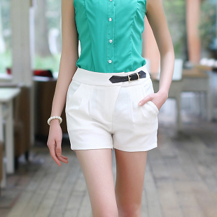 Retail!Free shipping!2012 Summer All-match Fashion Solid Color Strap Decoration Women's Shorts Pants