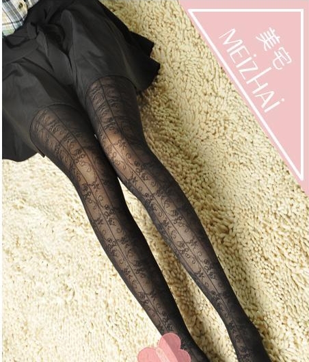 retro the primer socks classical flowers vertical bars slimming lace ladies pantyhose