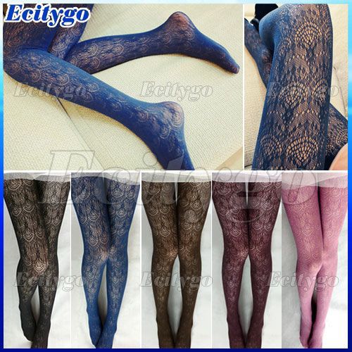 Retro Vintage Sexy Women Lace Fishnet Hollow Flower Pantyhose Tights