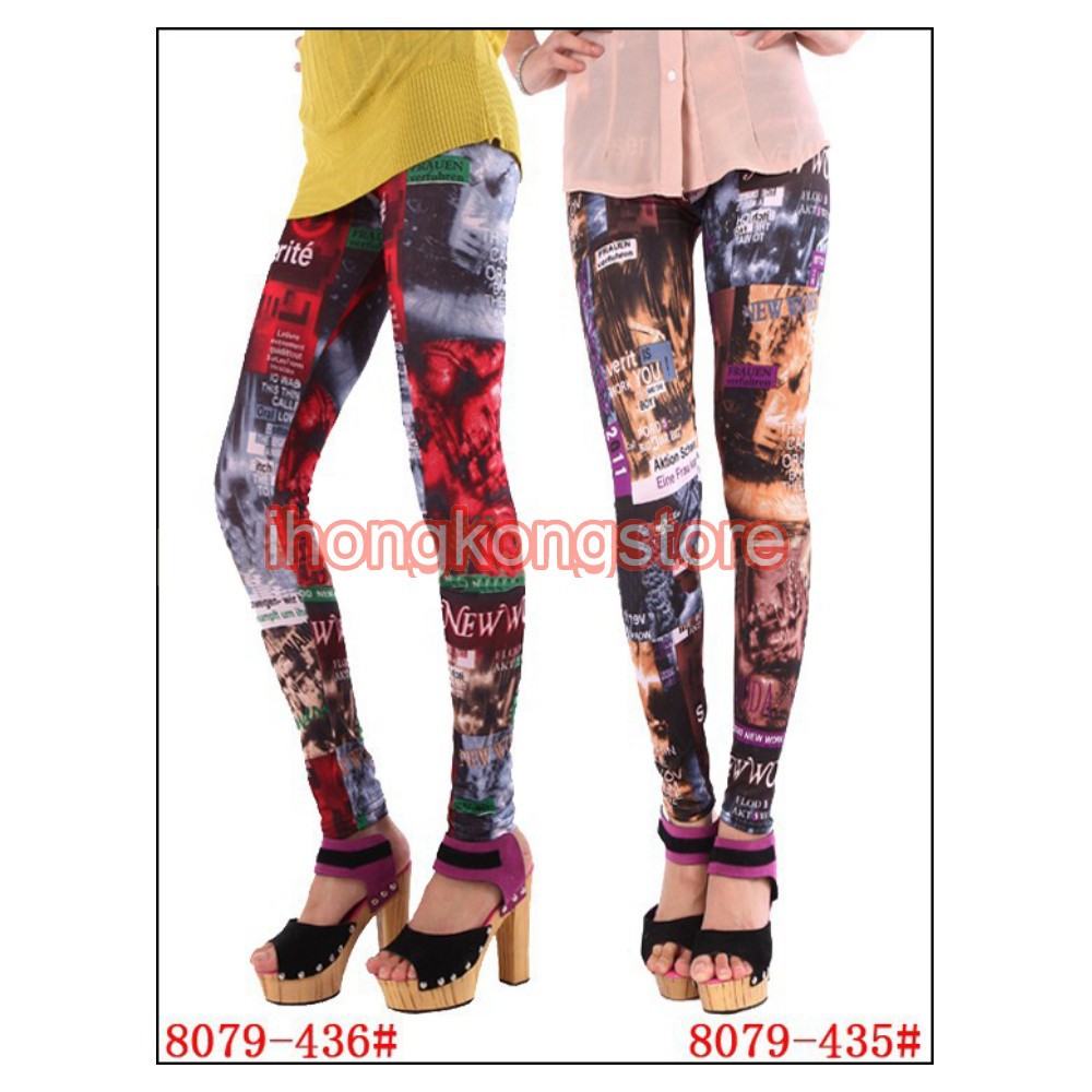 Retro Womens Soft Stretch Leggings Pants Skinny Trousers Tights #8079-435/436