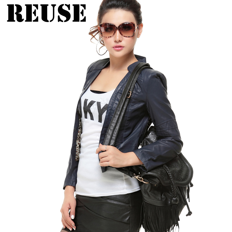 Reuse 2013 spring women's handsome slim outerwear short design PU clothing sy2104