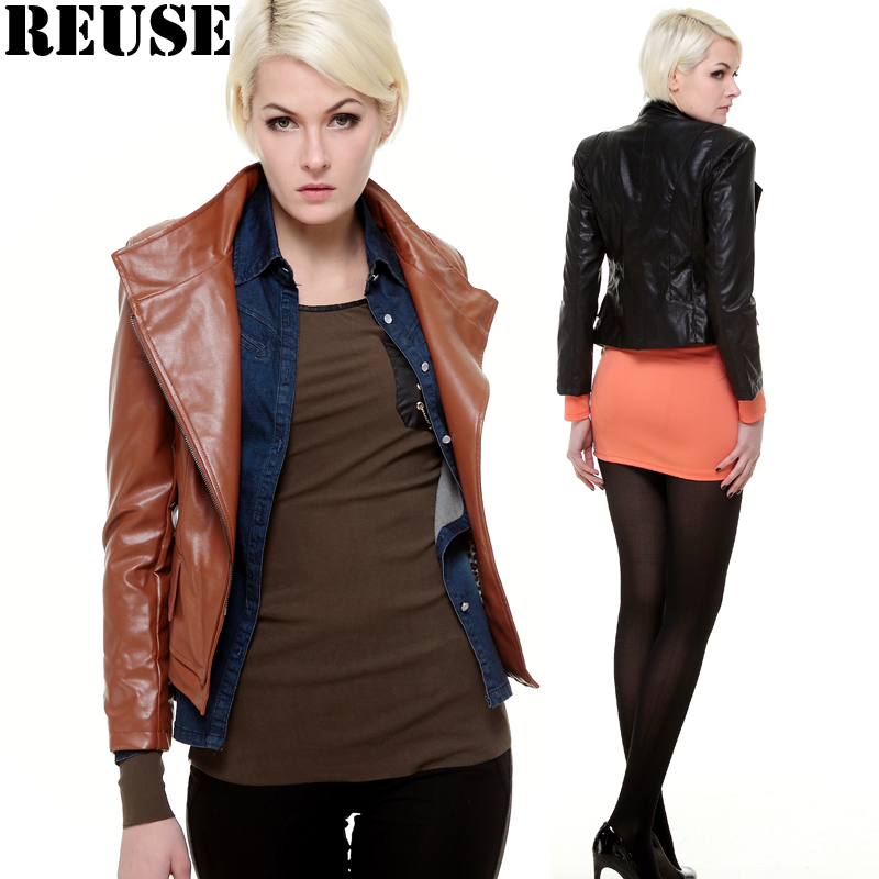 Reuse 2013 spring women's slim short design female PU clothing sy2101