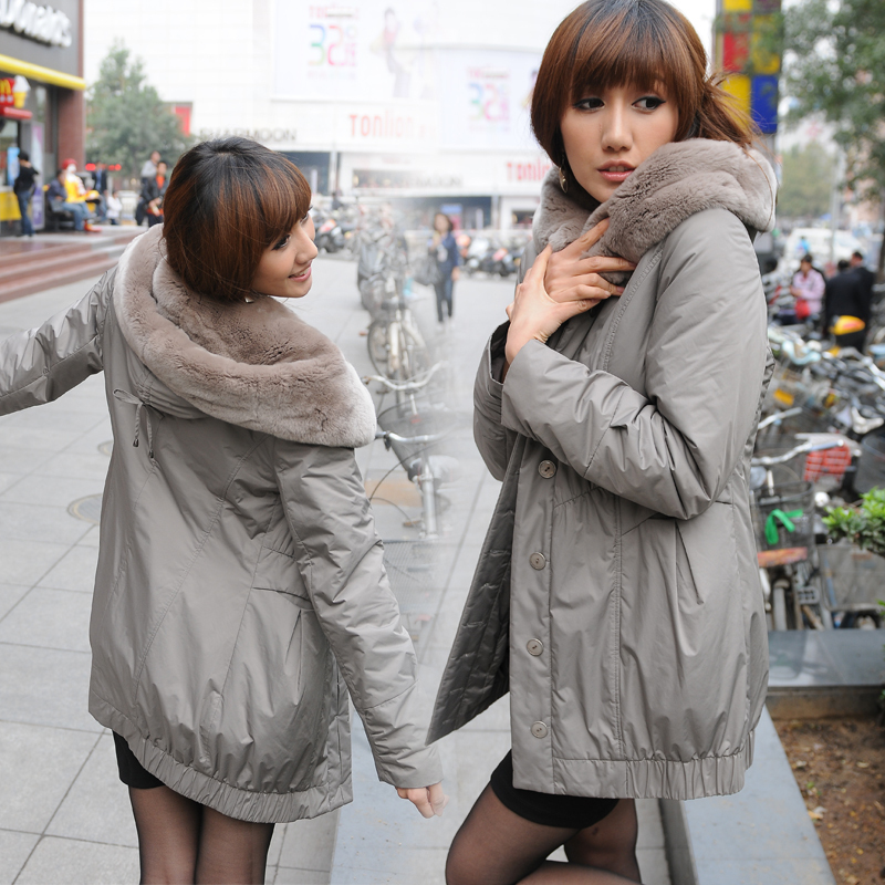 Rex rabbit with a hood rabbit hair liner thermal women's nick coat overcoat free shipping