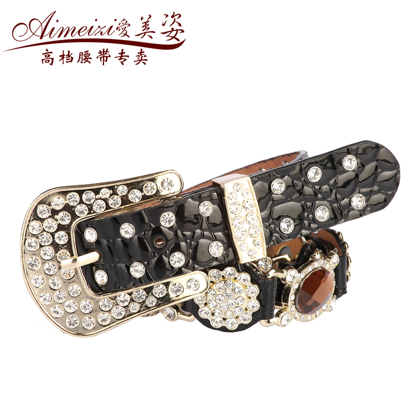 Rhinestone decoration belt all-match fashion female genuine leather strap jeans belt in fashion