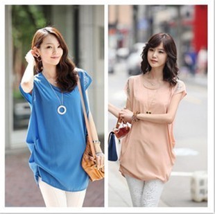 Rhinestones maternity short-sleeve maternity top chiffon top maternity t-shirt summer cool breathable