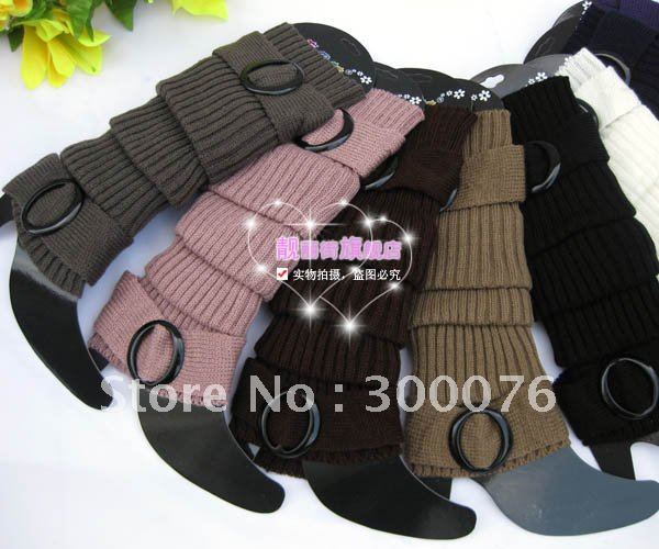 Ribbed knit leg warmer boot cover legging warmer button