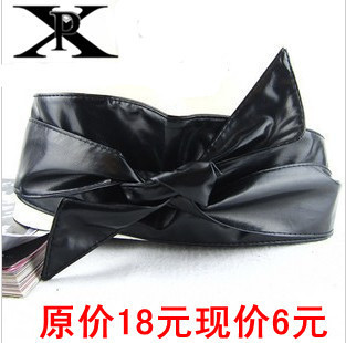 Ring soft leather bow women's belt body shaping bands wide belt cummerbund