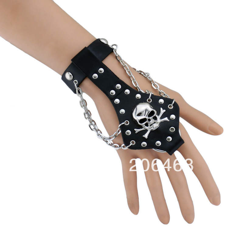 rivet gloves skeleton hand cross DS accessories punk set reggae vintage leather bracelet 2013  fashion free shipping