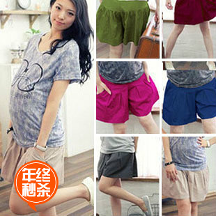 Rm21 fashion maternity clothing spring and summer plus size cotton hemp loose elastic shorts