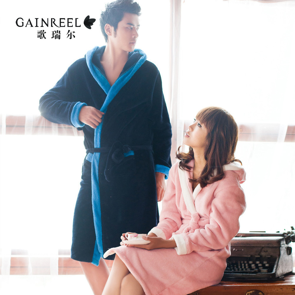 Robe 2012 autumn and winter song riel coral fleece thickening lovers sleepwear long-sleeve male women's bathrobes