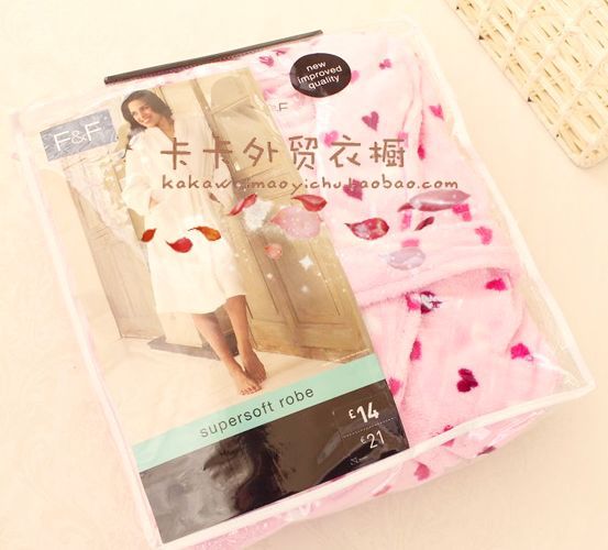 Robe exquisite packaging pink sweetheart female autumn and winter thickening coral fleece robe bathrobes