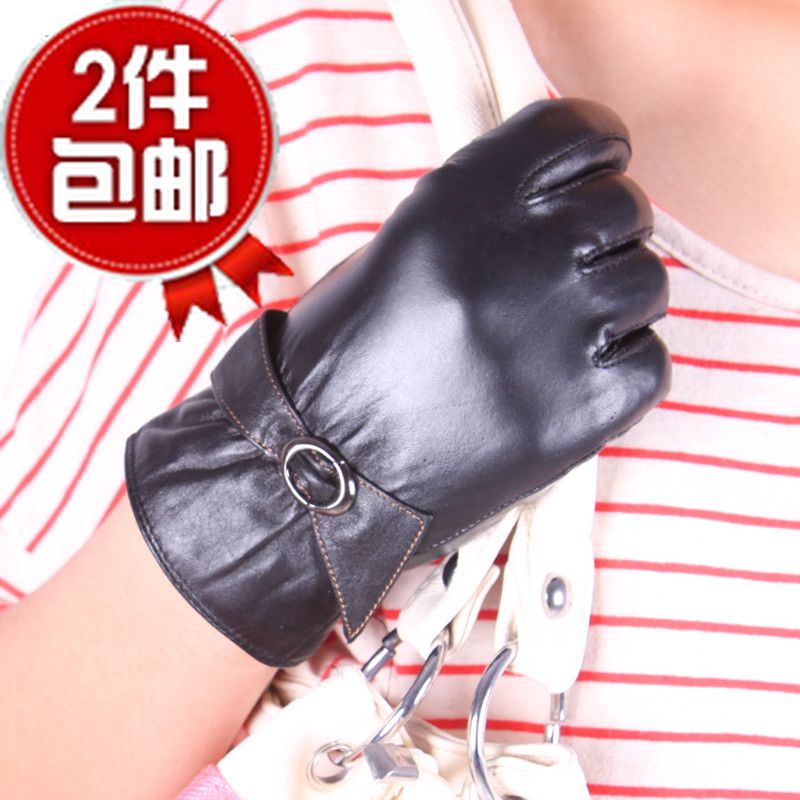 Rod genuine leather gloves female winter sheepskin gloves autumn and winter thickening thermal leather gloves sheepskin