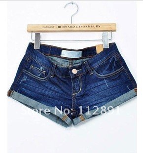 roll hem denim mini hotpants  M0323