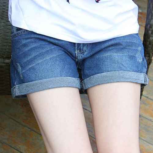 Roll-up 2013 hem casual hole loose plus size denim shorts mm boot cut jeans shorts female straight