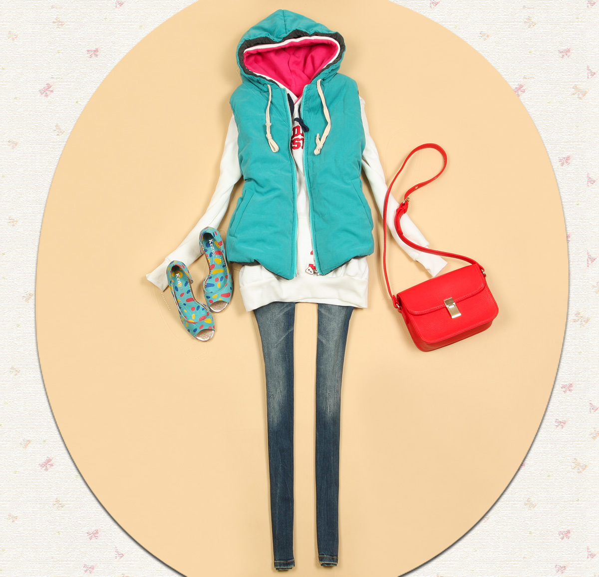 Romantic cabinet 2012 winter new arrival sweet preppy style hooded loose vest 8133