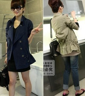 Romantic fashion vintage high quality fabric slim waist female trench khaki