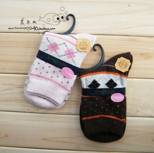 Romantic small ! rabbit wool socks autumn and winter socks handmade golden double