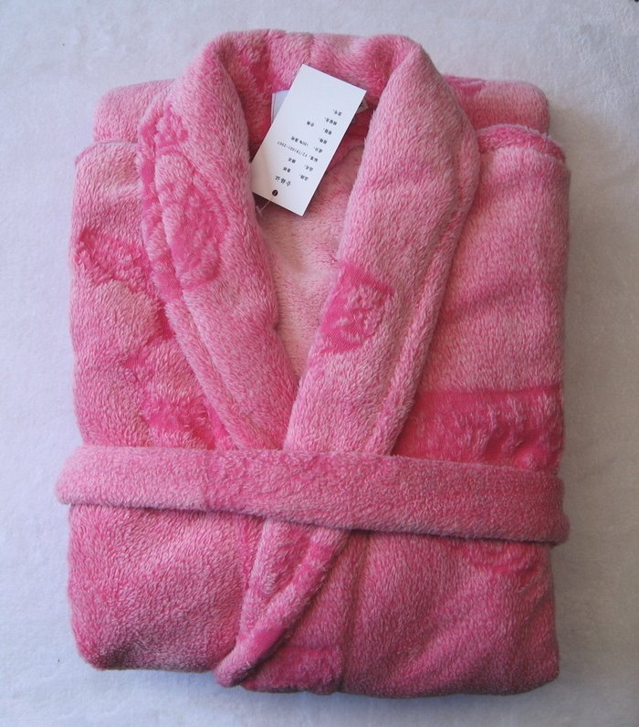 Rose coral fleece sleepwear robe bathrobe bathrobes lounge