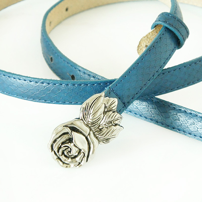 Rose fashion gentlewomen strap women's genuine leather decoration thin belt all-match t014