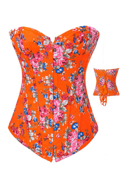 Roses Printed Corset in Orange LB4450