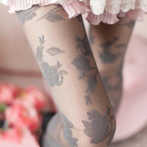 Roses tattoo silk stockings pantyhose - lace stockings