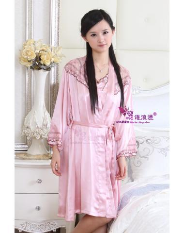 Rubber red n120-2 romantic sleepwear silk paintings noble robe