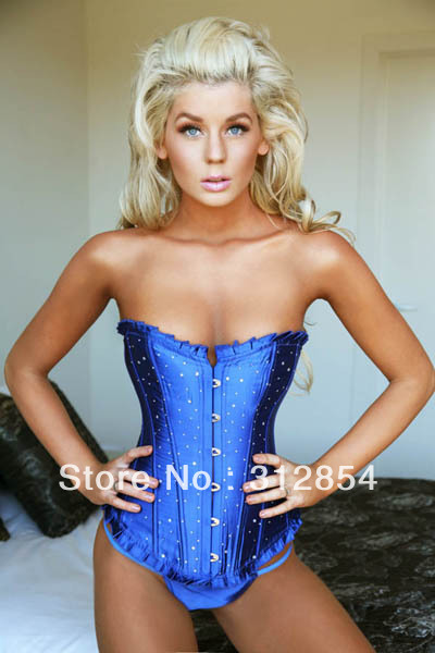 Ruched Blue Beaded Sexy Corsets  T back Plus Size Extra Grommet Embellished Shining Body Slim Sexy Shapers Black Red Color