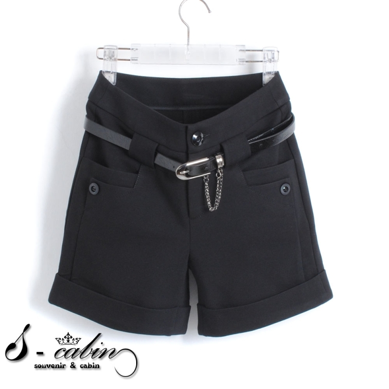 S-cabin 2011 autumn all-match high waist slim roll up hem tape belt shorts boot cut jeans