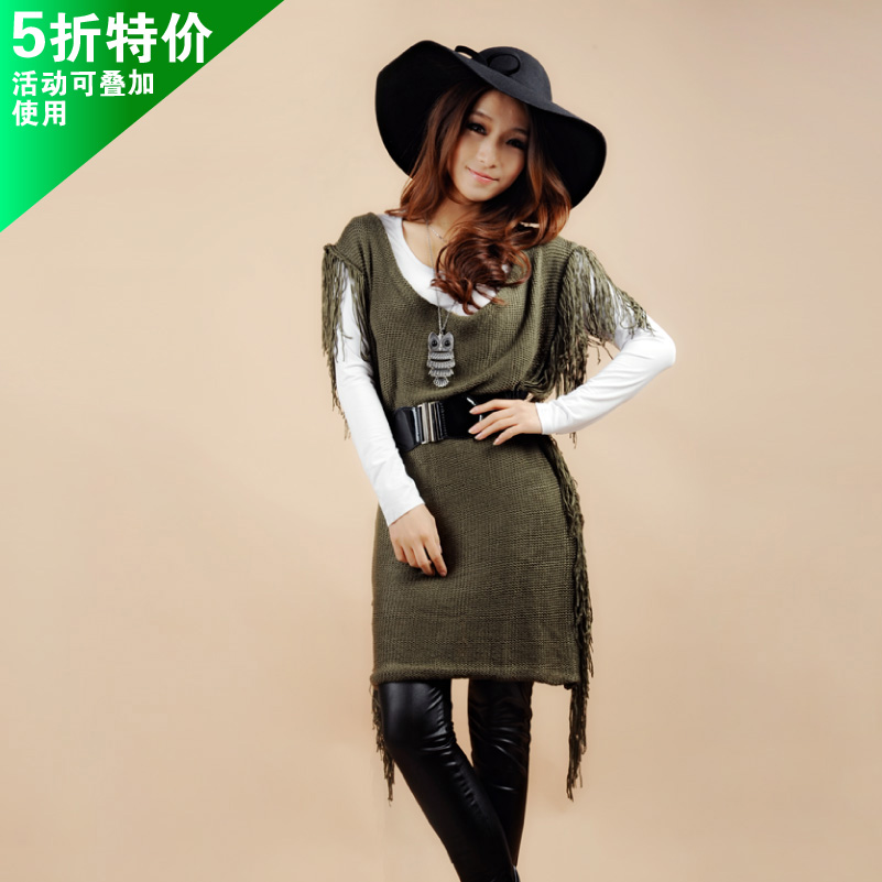 S-cabin 2012 spring fashion tassel sleeveless sweater belt