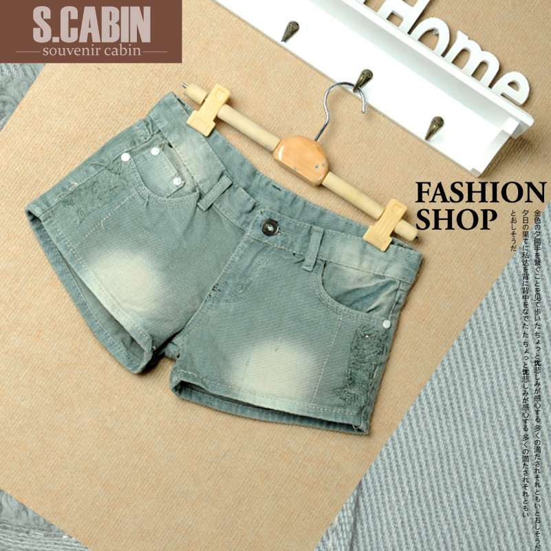 S-cabin 2012 summer sexy retro finishing distrressed denim small shorts women's