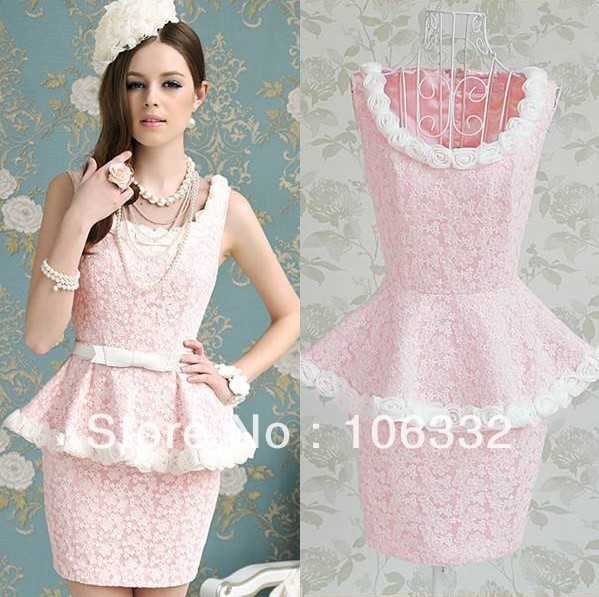 S-L free shipping manufacturers supply sexy Women's pink vest dress with waist belt (MOQ: 1pc)