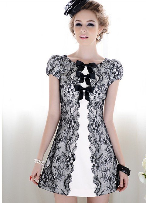 S-L free shipping manufacturers supply Women's Black Lace fashion Dress(MOQ: 1pc) #80669