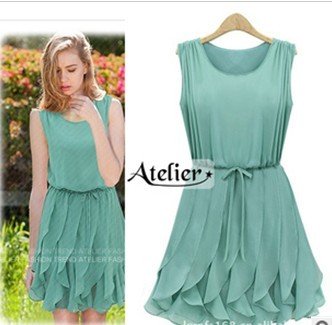 S-L (Navy .Green can choose) free shipping manufacturers supply new fashion Women's chiffon slim dress #Z323