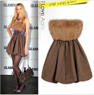 S-M free shipping manufacturers supply Women's fur fashion dress  (MOQ: 1pc) #C8921