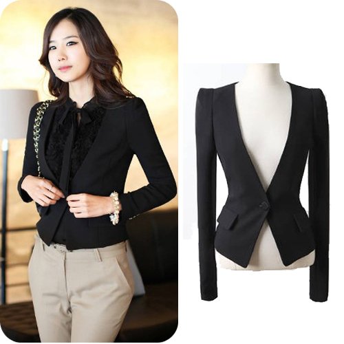 S/M/L/XL Size Fashion Black/White Slim Fit Formal Blazers Women's 2012 Autumn Short Outwears N5122