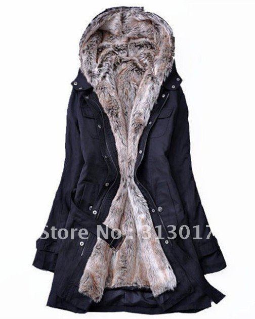 S-XXL free shipping manufacturers supply women's Warm padded jacket with fur lining (MOQ: 1pc)627