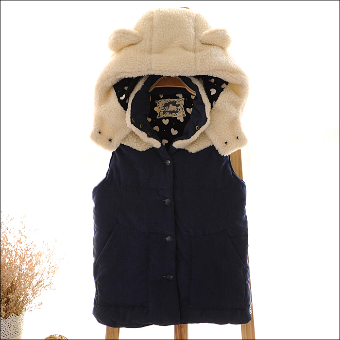 S5135 spring 2012 bear ears with a hood thickening thermal vest women's