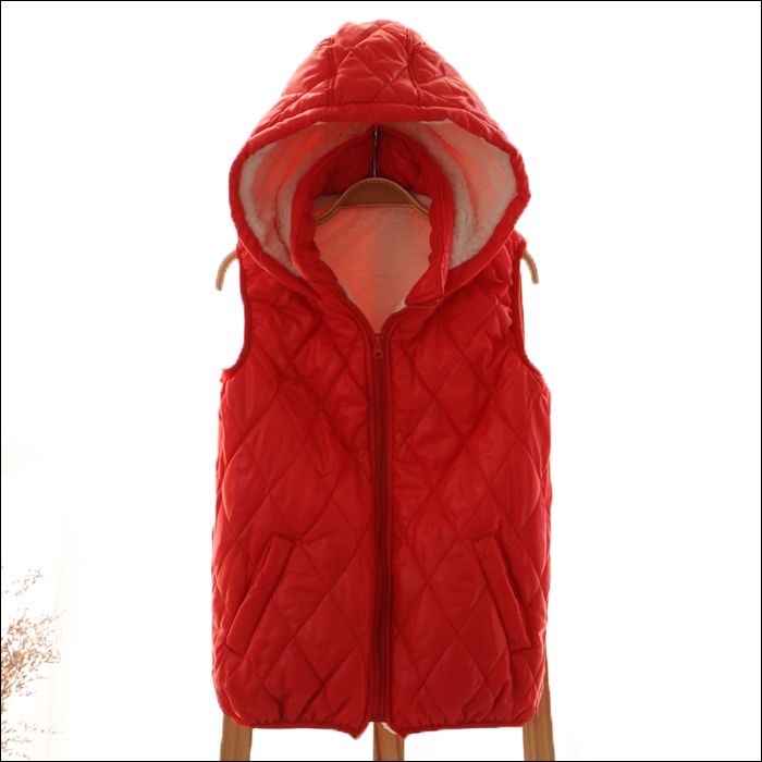 S5420 winter 2012 berber fleece velvet rhombus solid color with a hood vest cotton vest female