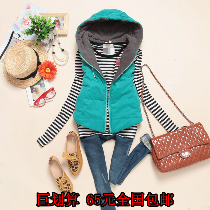 S970 winter women's all-match slim thickening berber fleece thermal with a hood vest vest cotton-padded coat