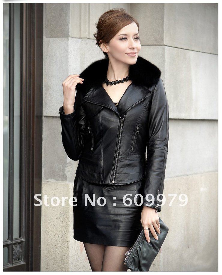 Sale 2012 Fashion Lady Lamb Black Fur Jacket FLF0138 Size of S, M, L, XL, XXL