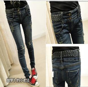 SALE Fashion k0 k bianzi belt hole slim skinny jeans pencil pants Free Shipping