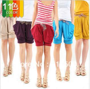 Sale on Women's casual beach harem pants lady stright fashion short shorts mix color