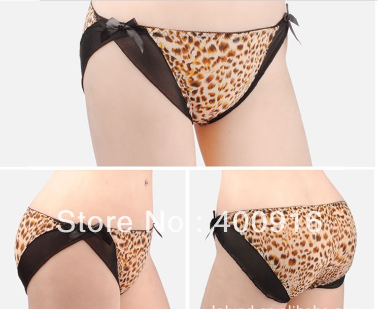 SALE PROMOTION !!! 4PCS Sexy leopard temptation bud silk small waist briefs, leopard print women underwear, ladies briefs