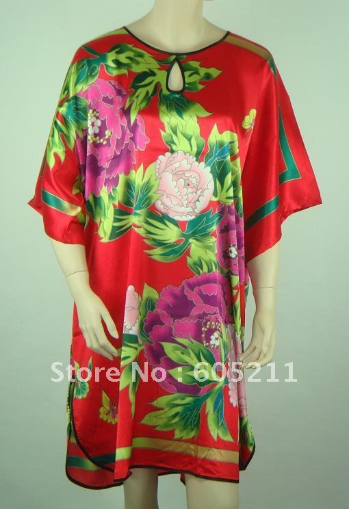 sales promotion 100% New Chinese Women's Silk Satin hand painting intimate&Sleep kimono robe gown one size "LGD S0052"