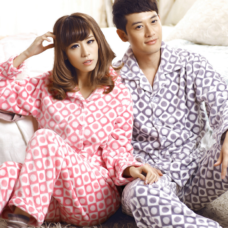 Sallei autumn and winter long-sleeve lovers coral fleece sleep set lounge lovers lounge set