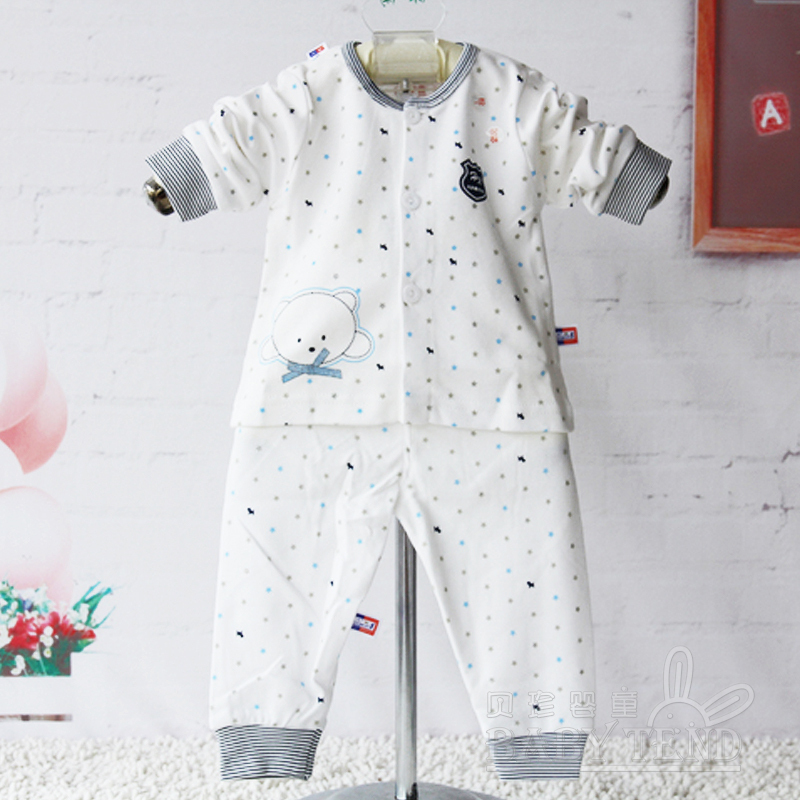 Sallei baby child underwear 100% cotton baby long johns long johns 100% cotton button cardigan baby clothes