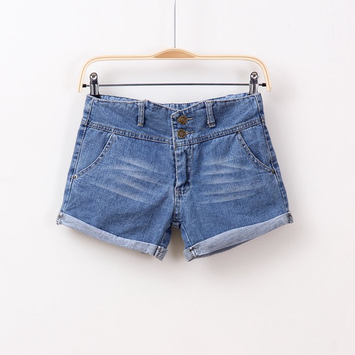 Sally Spring and summer 2012 new arrival women's solid color all-match mid waist roll-up hem denim short trousers shorts