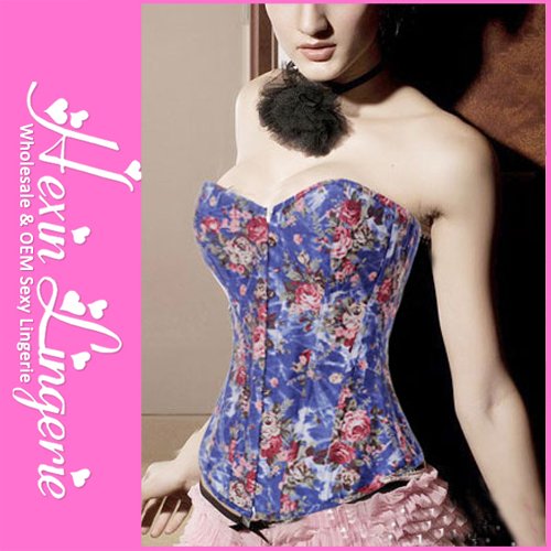 [Same Picture Different Quality]NEW Best 2PC Brazilian Flower Lace Up Corset With Front Closure LB4360 Size S M L XL